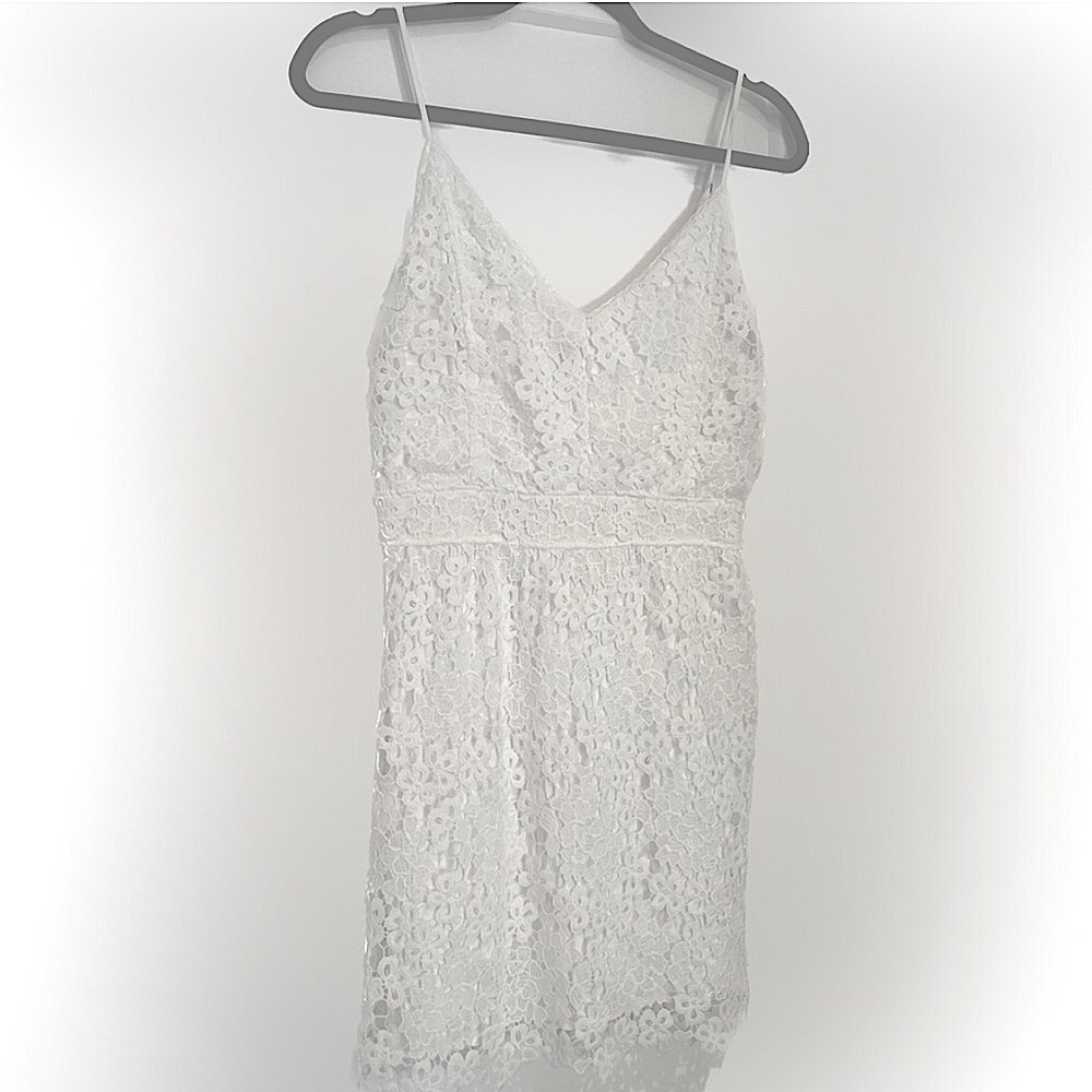 White Lace Slim Mini Abercrombie & Finch Spaghetti strap Summer Dress-Like New!
